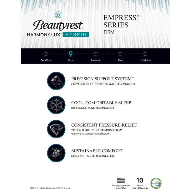 Beautyrest Harmony Lux Hybrid Empress Series Firm 13.5 Inch Mattress Simmons