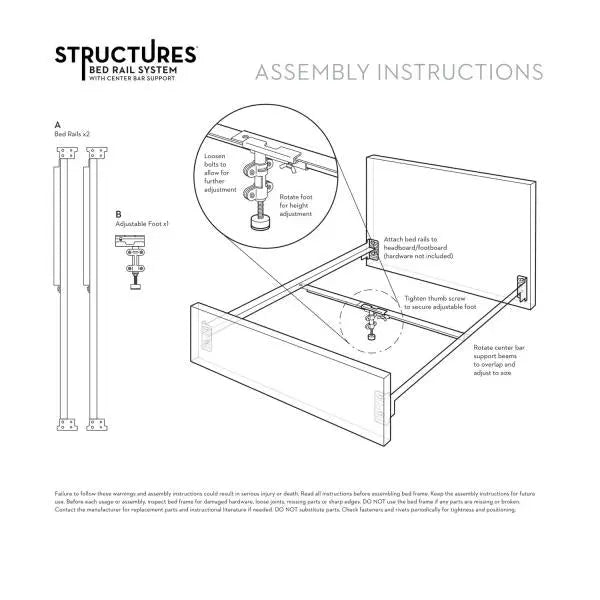 Bolt-on Bed Rails with Center Bar Malouf