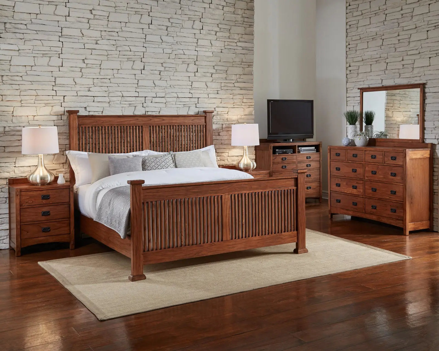 Mission Hill Bedroom King Slat Bed A-America