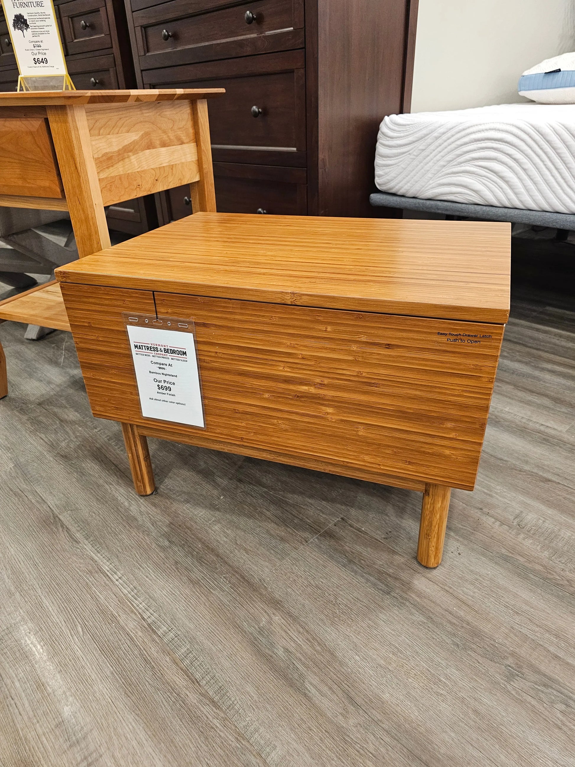 Solid Bamboo Nightstand was $699 Vermont Mattress and Bedroom Company