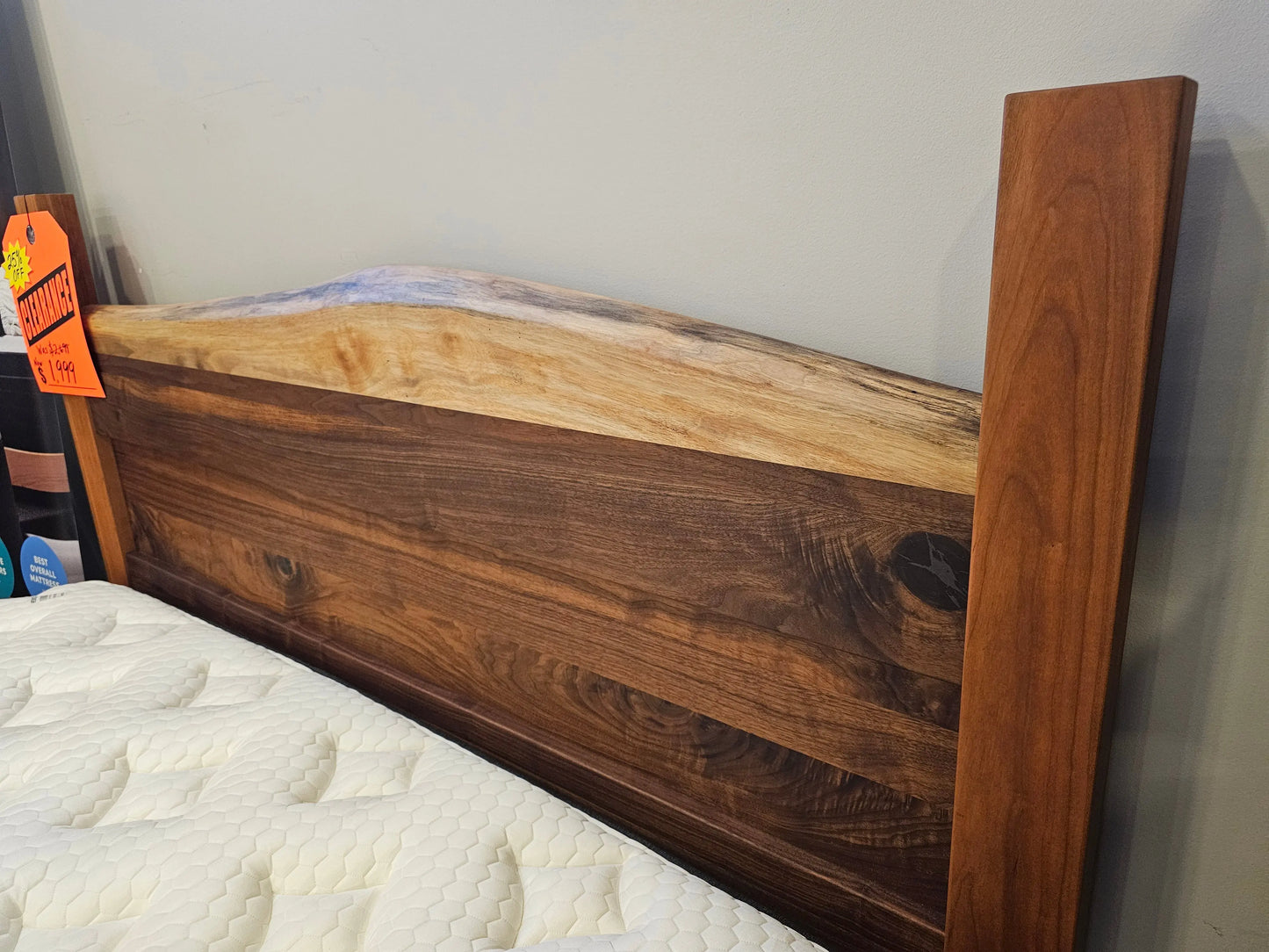 Solid Black Walnut and Cherry, Amish Made Queen Bed frame Vermont Mattress and Bedroom Company