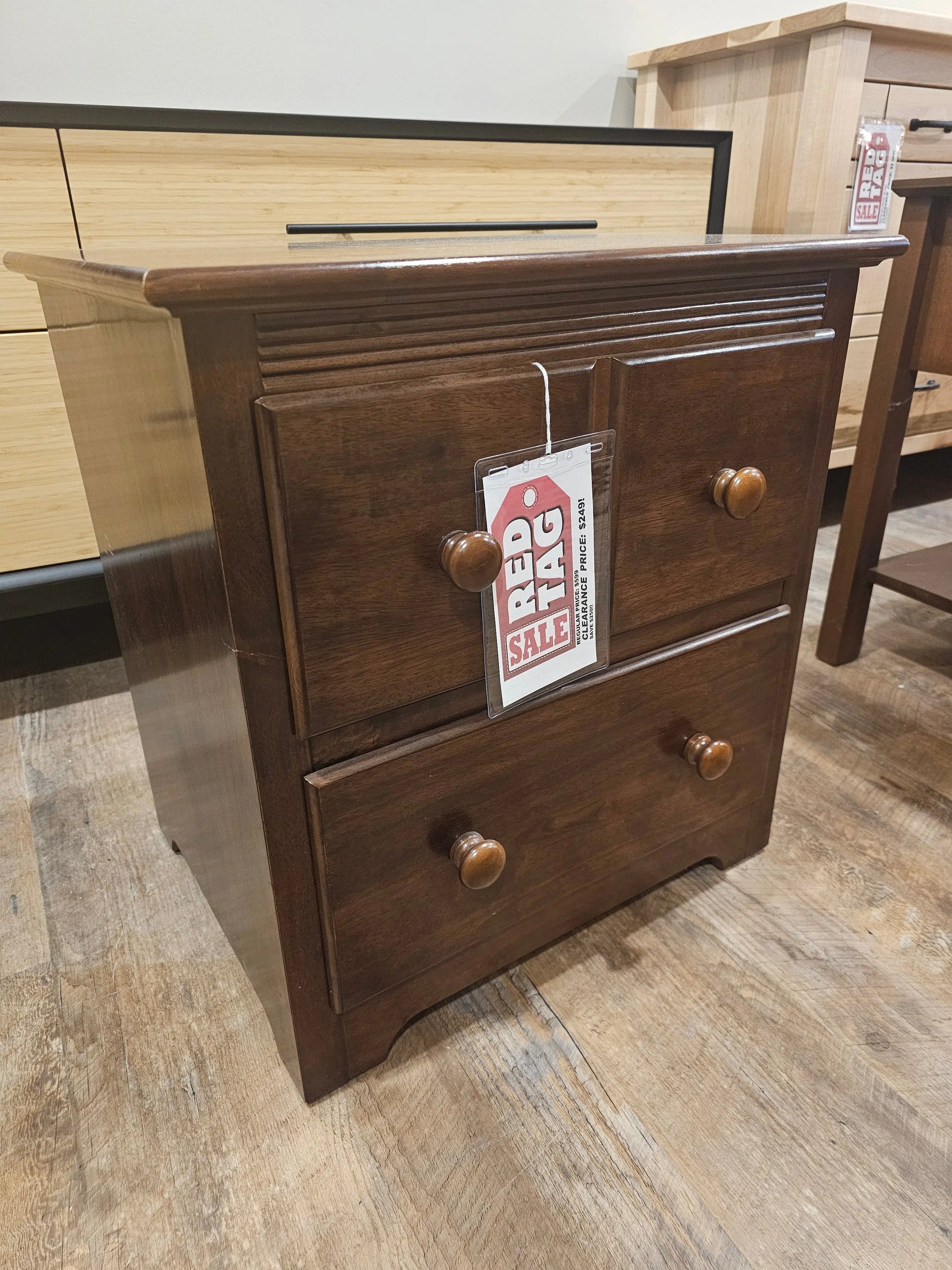 Solid wood, Mahogany finish Nightstand was $599 Vermont Mattress and Bedroom Company