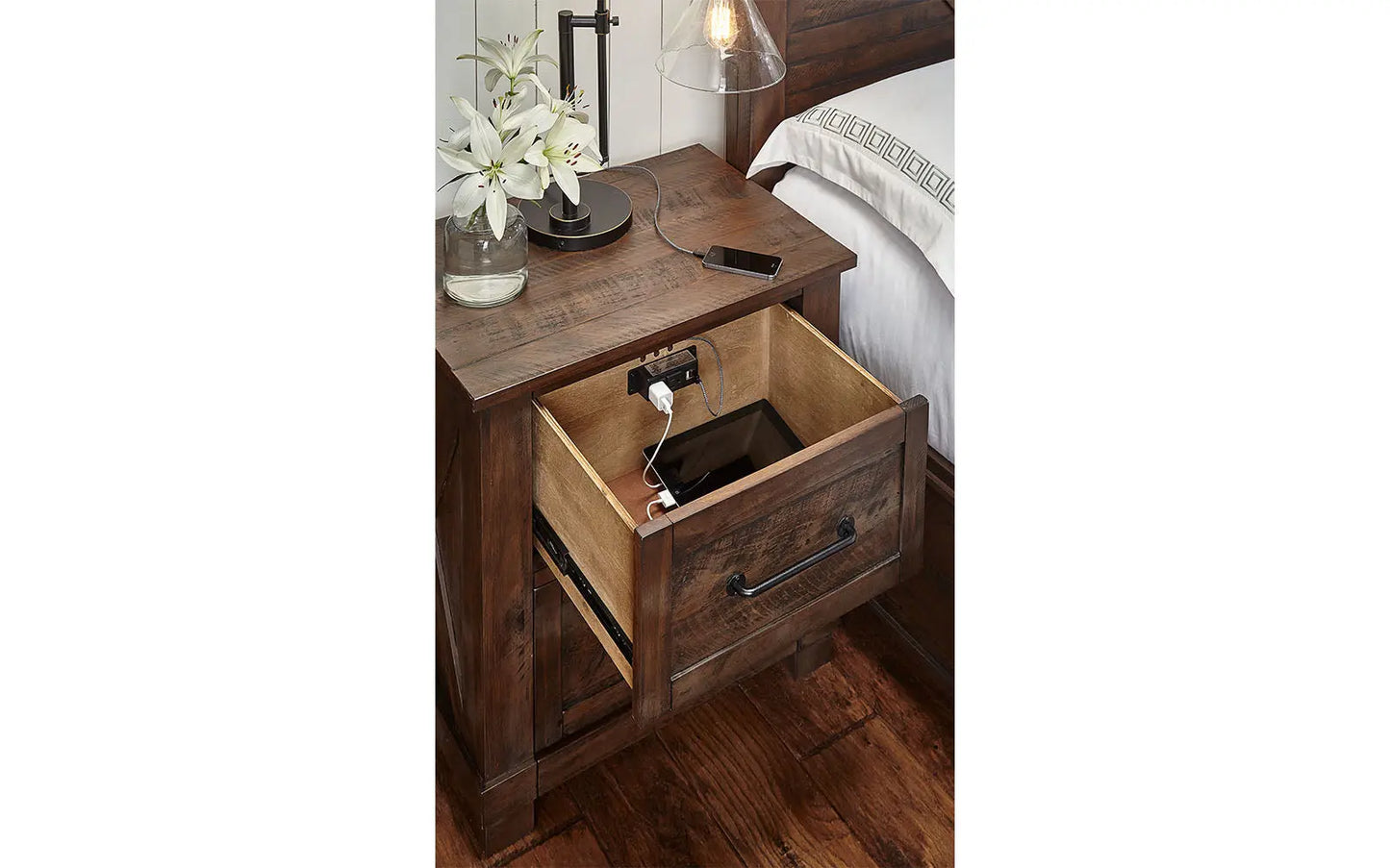 Sun Valley Rustic Timber Nightstand A-America