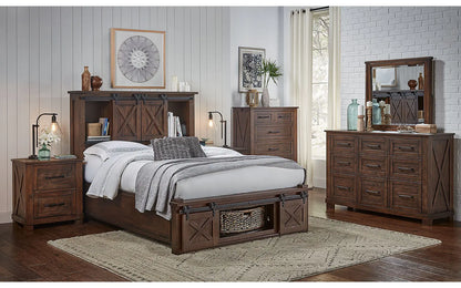 Sun Valley Rustic Timber Queen Storage Hdbr W/ Rotating Storage A-America